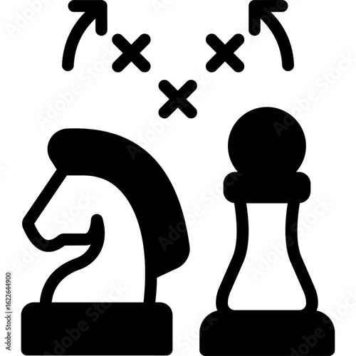 Business Strategy Glyph Icon – Planning, Growth, and Leadership Concept