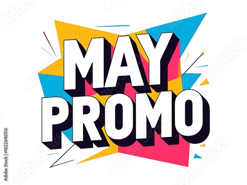 Colorful may promo graphic design.