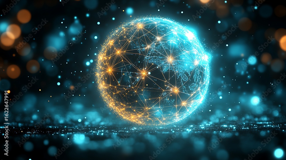 Obraz premium Global network sphere graphic design.