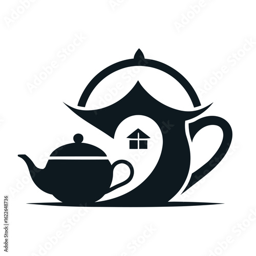      Tea house logo vector illustration.


