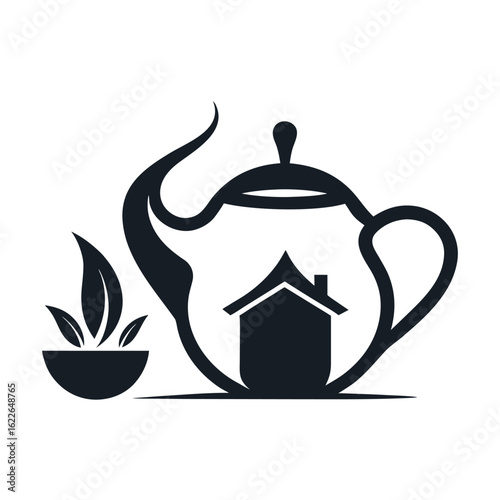      Tea house logo vector illustration.

