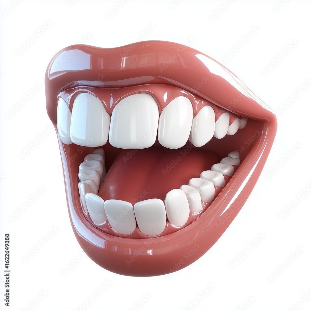 Naklejka premium Mouth human with teet and laught icon, isolated white