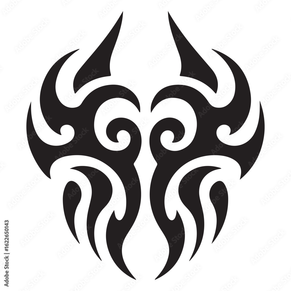 Naklejka premium Tribal tattoo design with swirling patterns and sharp edges