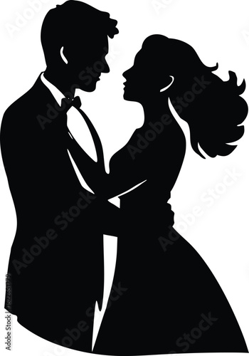 Romantic couple silhouette illustration love moment vector elements clipart design