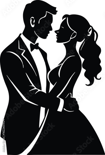 Love moment romantic couple silhouette vector elements illustration for clipart art