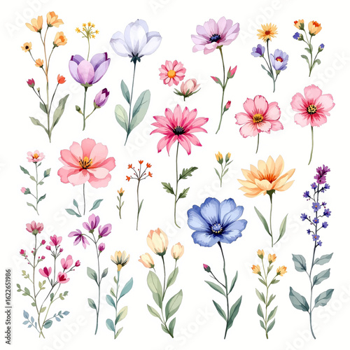 Airy pastel blossoms rising from lush green stems