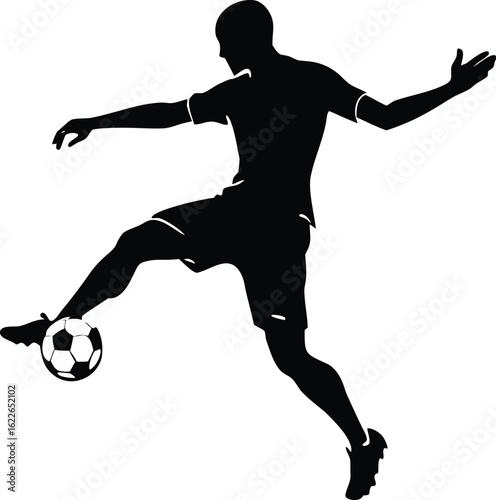 football player kicking soccer ball silhouette vector clipart sport game illustration design