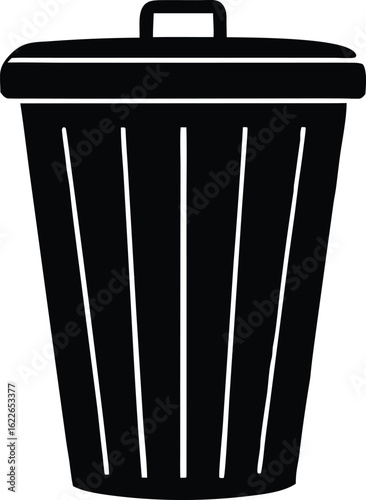 Trash bin icon silhouette vector clean design for recycling and waste management clipart illustration