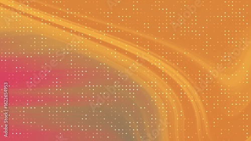 Beyond Black White Swirling orange background with a pink hue and a pixelated dot pattern creating a modern abstract design