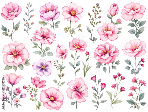 Romantic pastel pink flower field with dreamy airy aesthetic