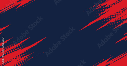 This dynamic backdrop showcases bold red textured lines and scattered halftone dots against a deep navy blue, creating a modern and energetic abstract design with vibrant contrast