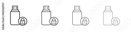 Pendrive security icon concept Linear Pictogram. Simple element illustration.