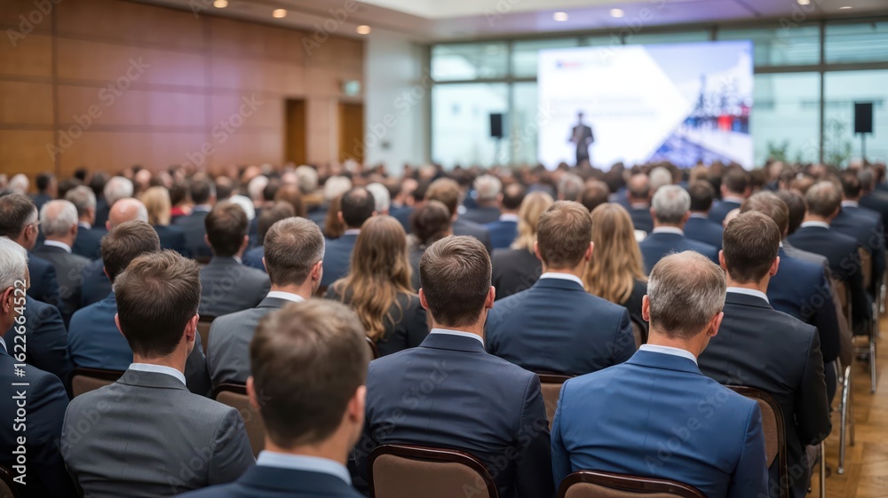 Obraz premium Audience attending professional business conference or seminar in formal attire.