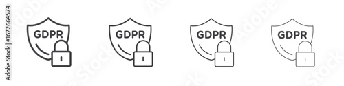 GDPR shield icon concept Linear Pictogram. Simple element illustration.