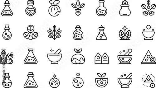 Alchemy Icons: Potions, Mortars, Herbs & Magical Elements for Mystical Designs