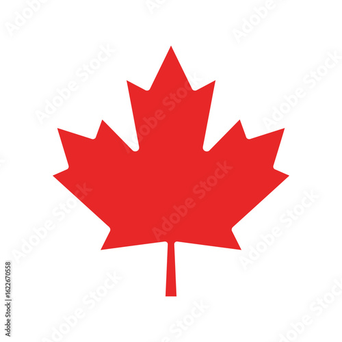Red Canadian Maple Leaf Vector Illustration, National Symbol of Canada, Simple Clean Graphic Design Icon