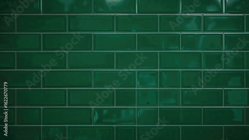 Texture of green ceramic subway wall tiles © TheWaterMeloonProjec