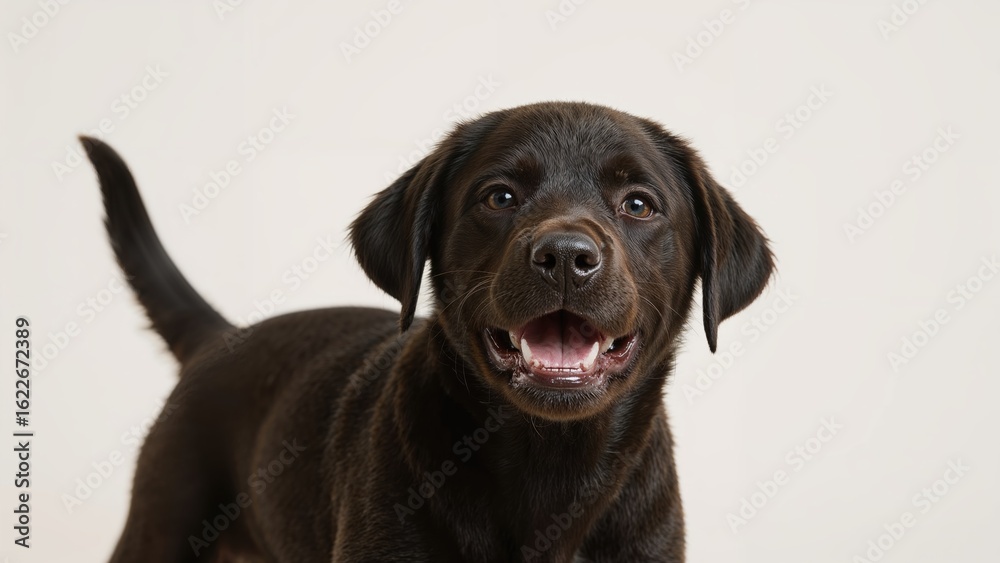 Joyful Black Labrador Puppy Grinning Cheerfully Joyful Black Labrador Puppy Grinning Cheerfully