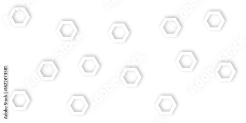 Abstract white hexagons with subtle shadows, clean, modern background featuring a repeating pattern creating a three dimensional effect.	