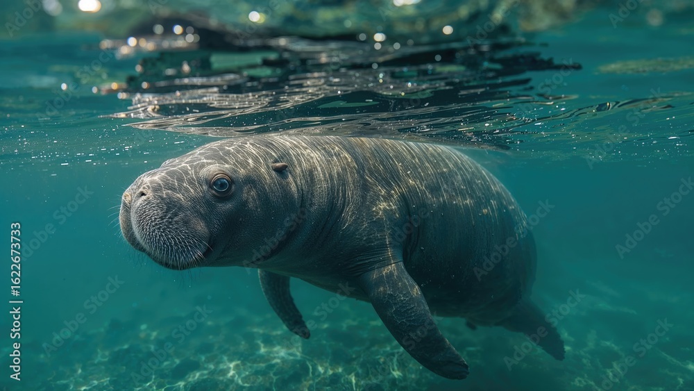 Obraz premium Gentle giant moving just under the water's edge