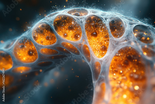 Close-up of a cell with a yellow light.
