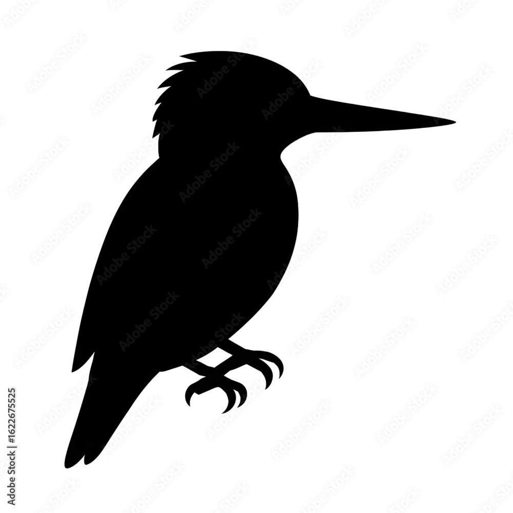 Fototapeta premium Kingfisher silhouette victor style white background 
