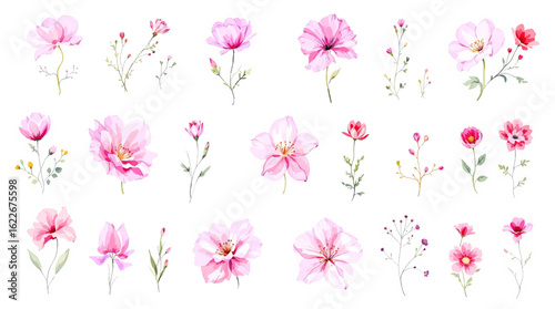 Seamless pink floral pattern with flowers and leaves for spring and summer design