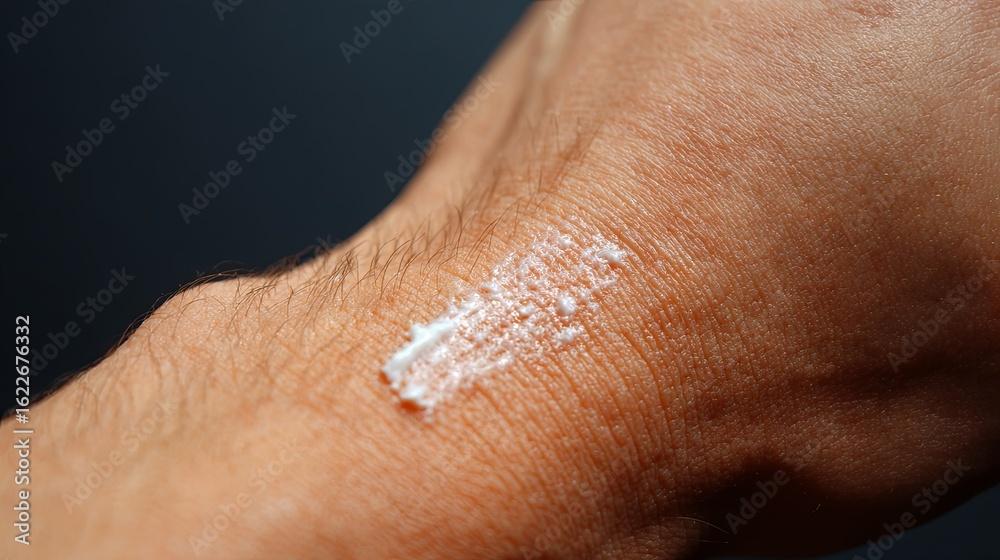 Naklejka premium Applying Cream to Treat Skin Condition