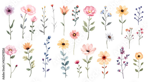 Abstract floral garden with butterflies and pink blossoms pattern