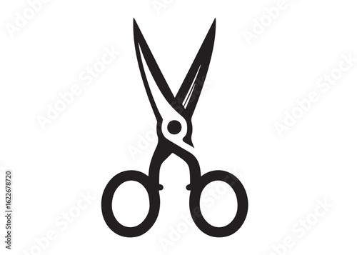 scissor logo silhouette vector, scissor icon vector logo design, hair scissors silhouette vector illustration, silhouette of open scissors, barber scissors logo vector silhouette on white background 