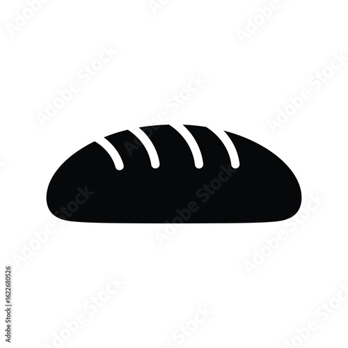 Bread loaf silhouette, freshly baked rustic farm bread, bakery food graphic