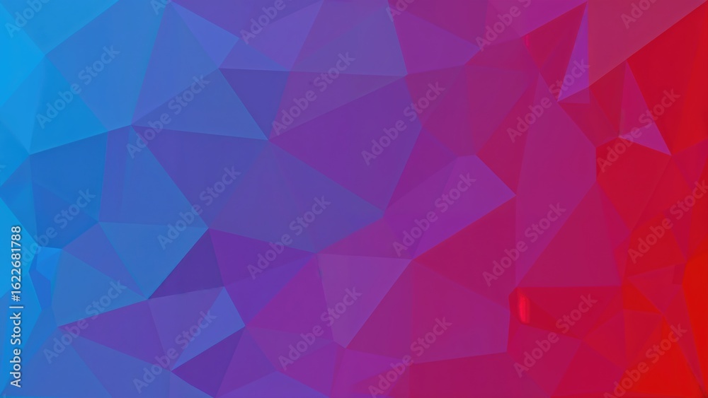 Obraz premium Vibrant blue and red polygonal art made of triangles in an origami-inspired geometric layout with a gradient effect. Perfect triangular pattern for corporate use.