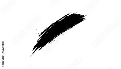 Vector art of black brush stroke isolated on white background