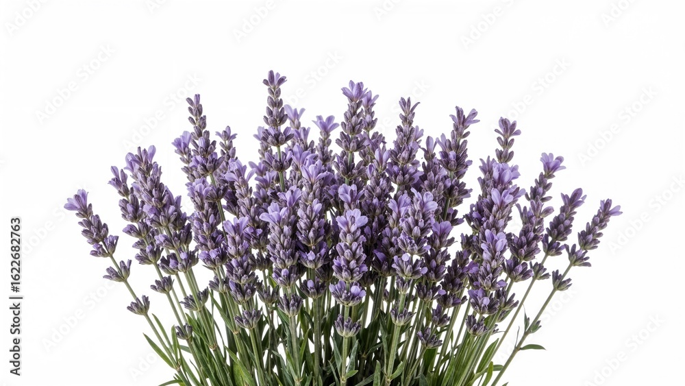 Fototapeta premium Isolated lavender floral arrangement on a clean white surface