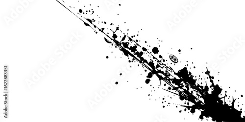 Vector art of dynamic black ink splatter and drips isolated on white background