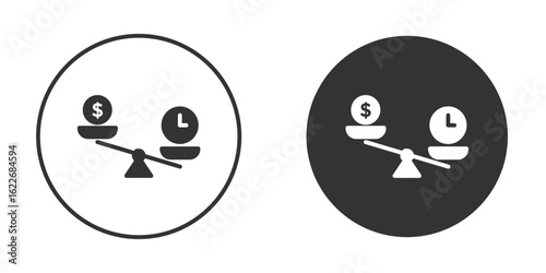 Time and money compare scale icon clipart vector designs for graphic projects