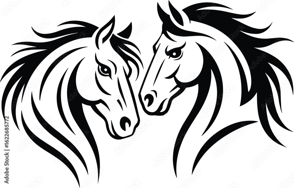 Naklejka premium Horse Svg, Hand Drawn Horse Head Svg