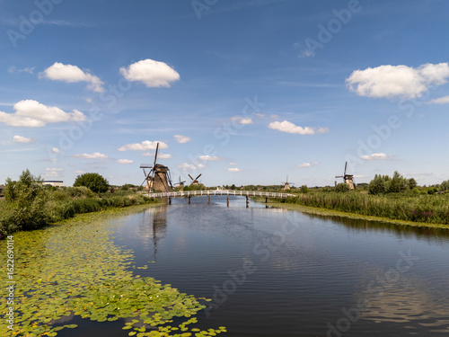 Iconic Dutch Windmills at Kinderdijk – Aerial View