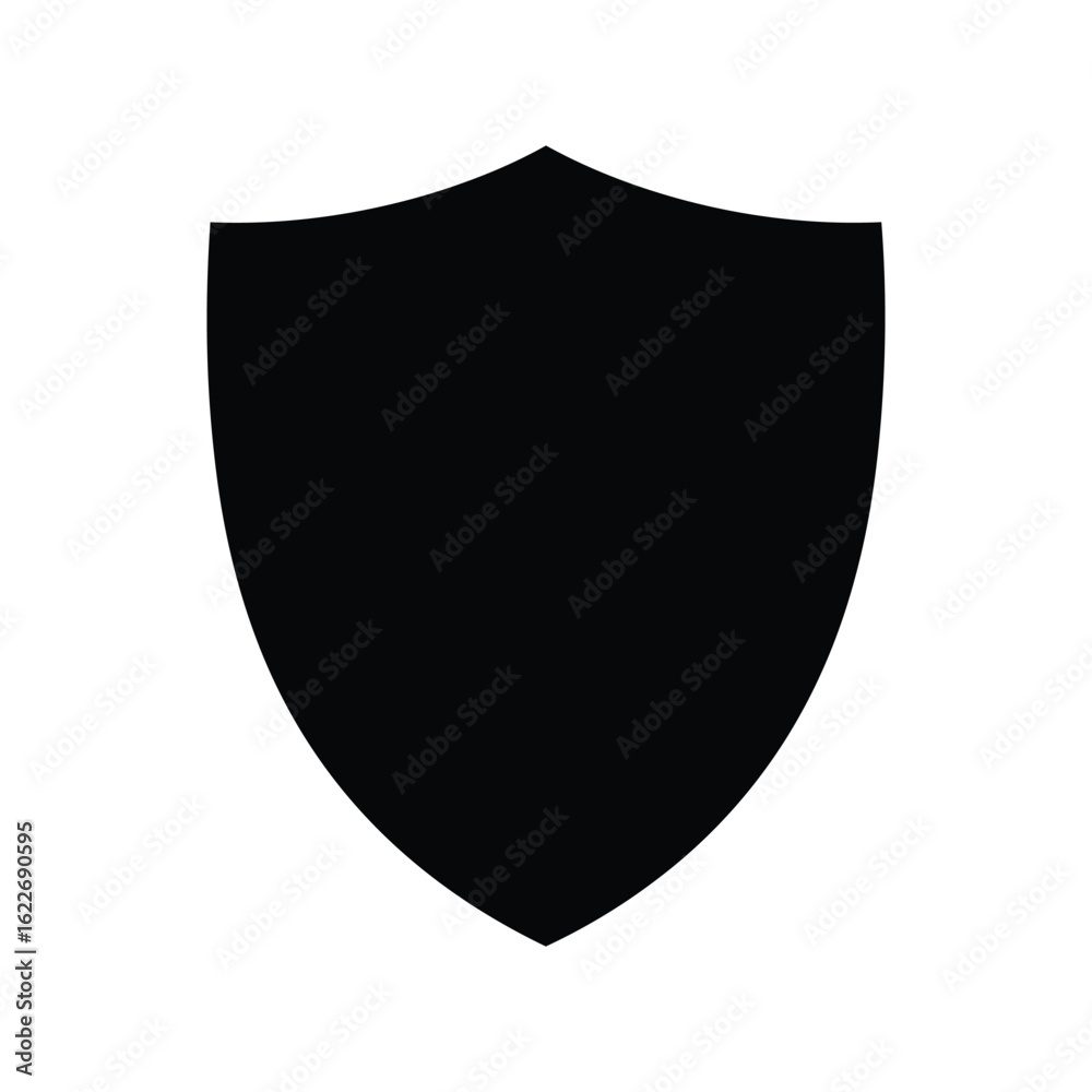 Black shield silhouette icon vector. Protection, security, defense, safety, insurance, and medieval symbol. Black shield silhouette icon vector. Protection, security, defense, safety, insurance, and medieval symbol.