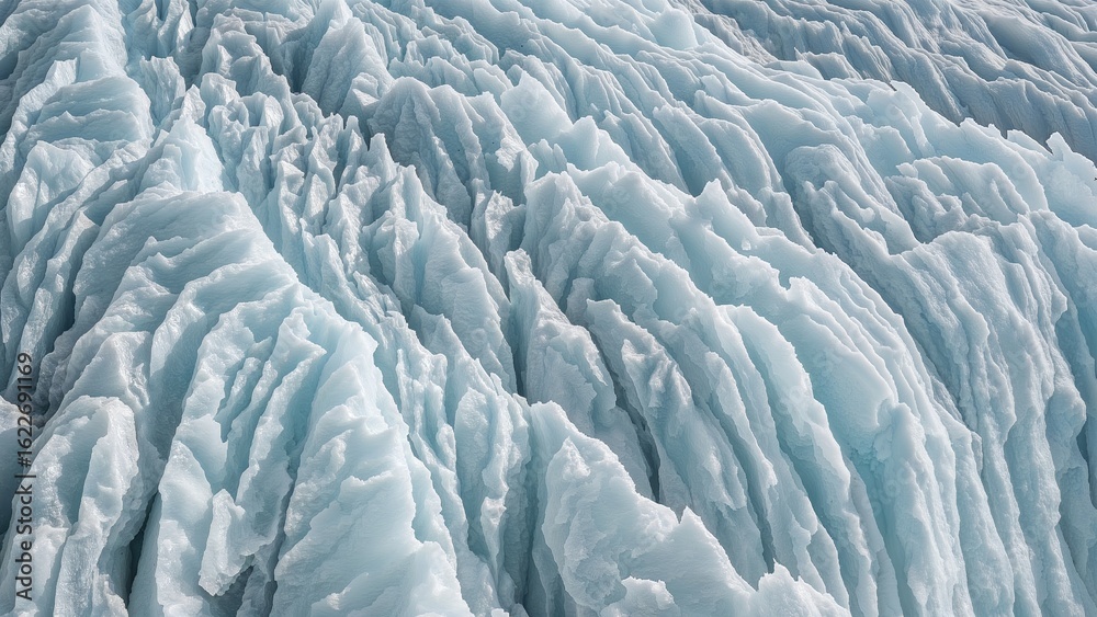 Fototapeta premium Complex textures in frozen snow and ice formed through dynamic pressure