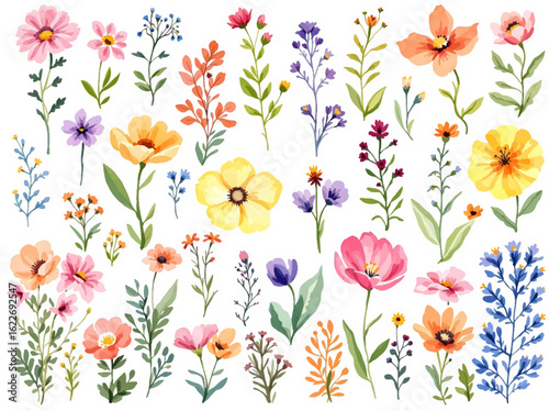 Easter eggs and daffodils spring floral illustration