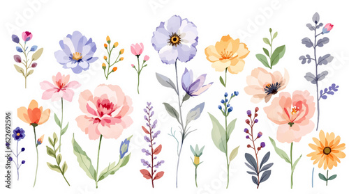 Easter eggs and daffodils spring floral illustration