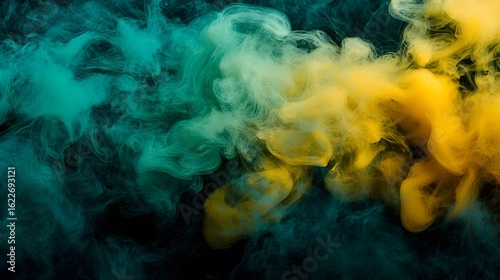 Wallpaper Mural Abstract Swirling Teal and Gold Smoke Clouds Torontodigital.ca