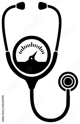Stethoscope with microphone and amplifier sensor recorder thermometer doppler oscilloscope transducer monitor tuner device medical equipment doctor nurse hospital clinic healthcare professional