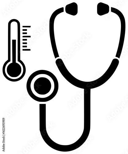 Stethoscope with microphone and amplifier sensor recorder thermometer doppler oscilloscope transducer monitor tuner device medical equipment doctor nurse hospital clinic healthcare professional