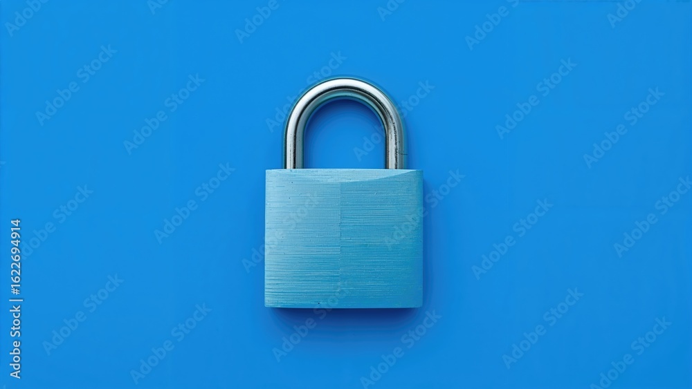 Single home lock icon on a blue background, isolated in white Single home lock icon on a blue background, isolated in white