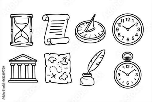 time and history icons set