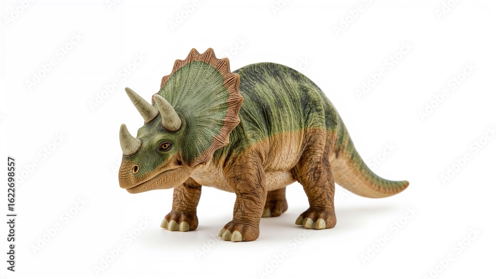 Naklejka premium Toy dinosaur Triceratops isolated on white background with clipping path