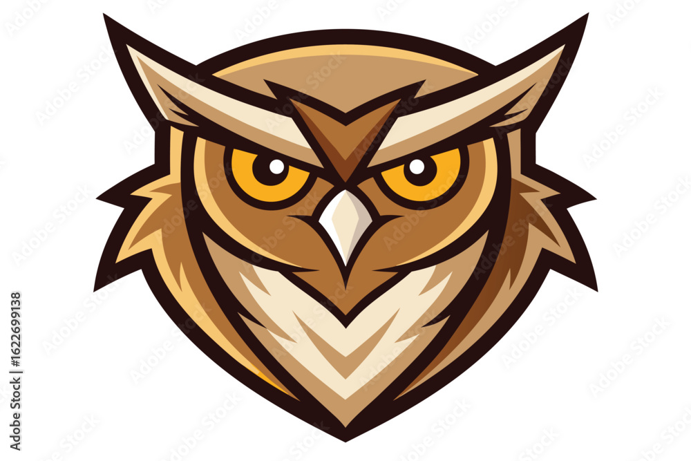 Fototapeta premium Brown Owl Mascot Logo Illustration with Sharp Features and Intricate Details