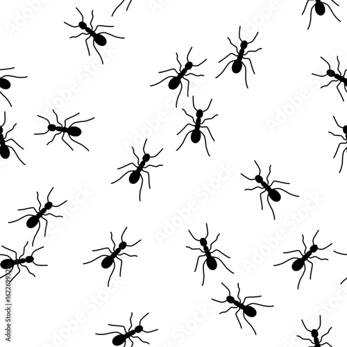 Ants seamless pattern, background. Simple monochrome insect illustration